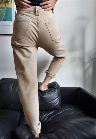 REPLAY BEIGE HIGH WAISTED MOM JEANS