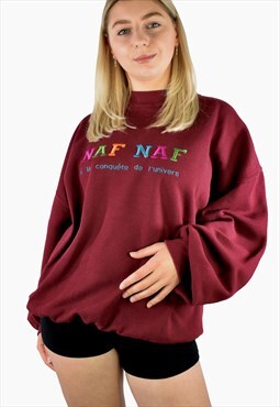 Vintage Mens Naf Naf 90s Embroidered Sweatshirt