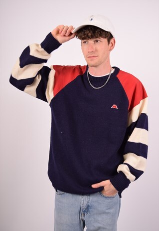 VINTAGE KAPPA JUMPER SWEATER NAVY BLUE
