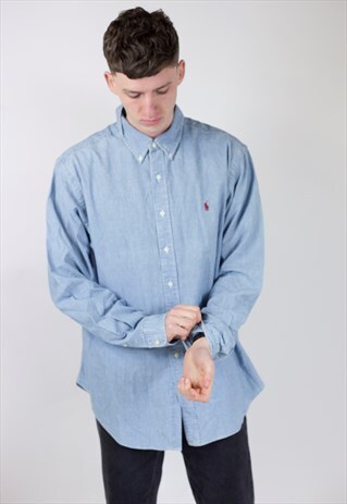 VINTAGE POLO RALPH LAUREN BLUE SHIRT