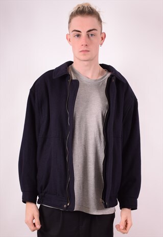 MENS VINTAGE JACKET LARGE NAVY BLUE 90S