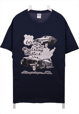 Vintage 90's Gildan T Shirt Racing Short Sleeve Navy