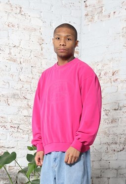 Vintage Lacoste Embossed Logo Pique Knit Sweatshirt Pink