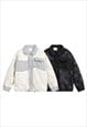 PATCHWORK BOMBER QUILTED UTILITY JACKET WINTER COAT IN BLACK