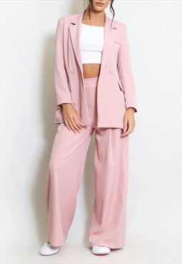 Tailored Wide Leg Trouser Suit In Pink