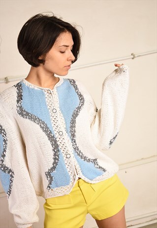 80'S RETRO FESTIVAL GARM KNIT PARIS CHIC CARDIGAN