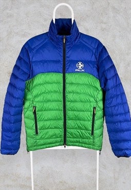 RLX Ralph Lauren Puffer Jacket Down Coat Green Blue Mens Sma