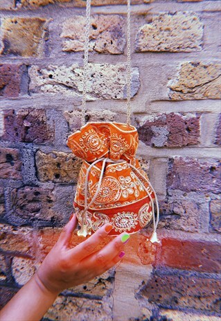 ORANGE GOLD EMBROIDERY UMBRELLA BAG