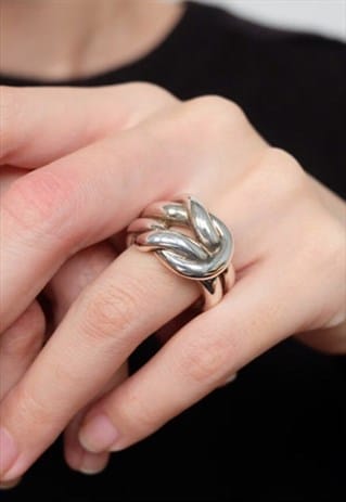 Twist Rope Statement Solid Ring 925 Sterling Silver