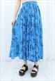 90s Y2K Vintage Blue Floral Maxi Skirt