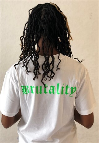 BAAD T-SHIRT WHITE BRUTALITY NEON GREEN