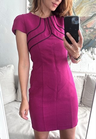 Vintage Magenta Pink Wool Blend Mini Cocktail Dress - M