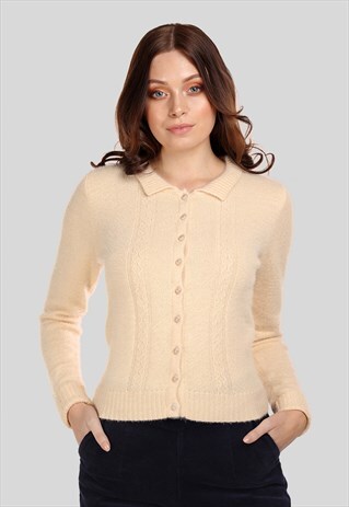 CARA CREAM CARDIGAN LONG SLEEVE VINTAGE STYLE 80S