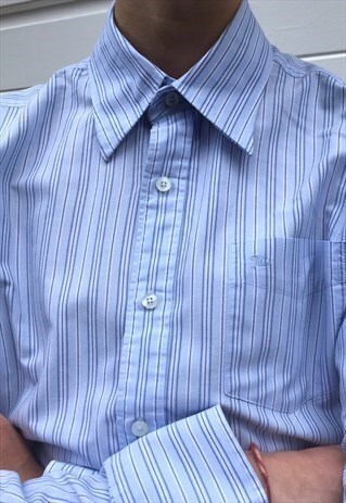 MENS JACK WILLS LIGHT BLUE STRIPY LONG SLEEVE COLLARED SHIRT