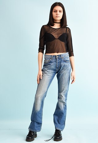 Y2K LEE STONEWASH REGULAR WAIST FLARE DENIM JEANS