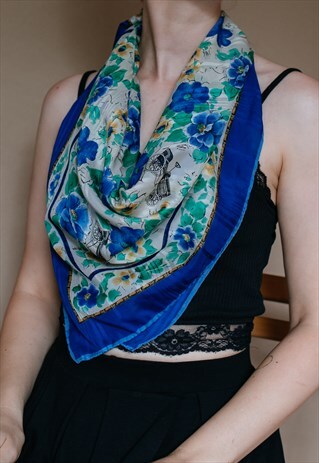 VINTAGE 80S FLORAL PRINT SCARF