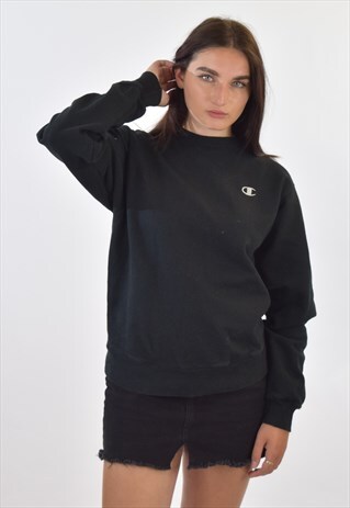 VINTAGE 90S BLACK CHAMPION CREW NECK SWEATSHIRT