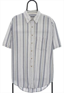 Vintage Wrangler White Striped Short Sleeved Shirt Mens