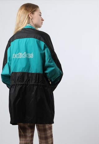 VINTAGE ADIDAS MEDIUM BLACK WINDBREAKER FESTIVAL JACKET