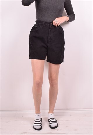 LEE WOMENS VINTAGE DENIM SHORTS W26 BLACK 90S