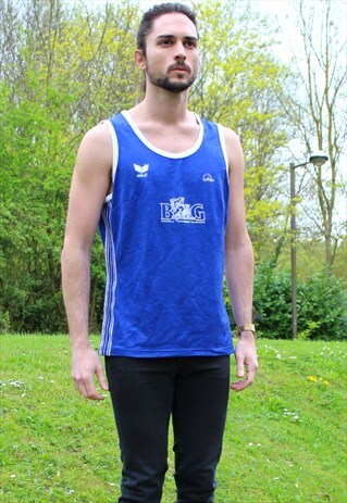 VINTAGE 80S ERIMA SPORTS VEST JERSEY - GYM - SMALL/MEDIUM