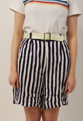 VINTAGE HIGH WAISTED STRIPED SHORTS