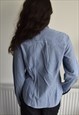 VINTAGE CHECK SHIRT BLUE FITTED WOMENS SIZE S
