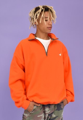 G&G UNISEX ORANGE 1/4 ZIP GOOSE SWEAT