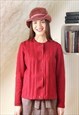 Cherry red knitted crochet front shirt