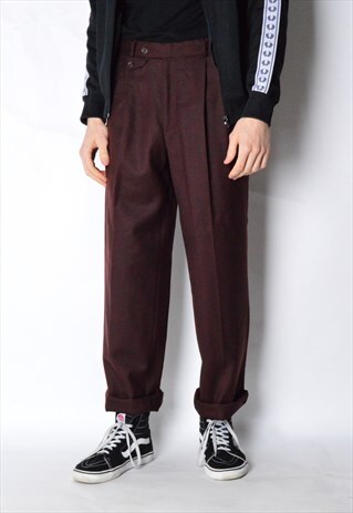 VINTAGE 80S BURGUNDY WOOL PANTS
