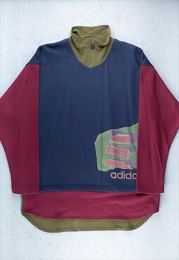 90s Adidas Blue Big Logo 1/4 Zip Sweatshirt - B2539