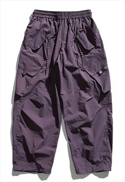 Utility workwear trousers cargo pocket parachute joggers