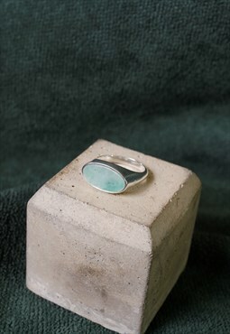 Gaia Signet Silver & Emerald Ring