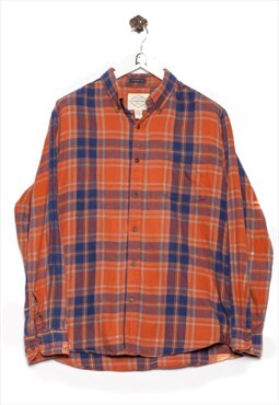 Vintge Classic Fit Flannel Shirt Checkered Pattern Orange/Ch