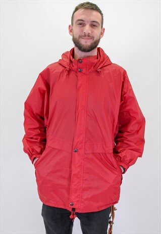 VINTAGE KWAY WINDBREAKER JACKET IN RED XL