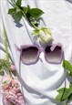 LILAC FRONT LENS CHUNKY SQUARE ANGLED SUNGLASSES