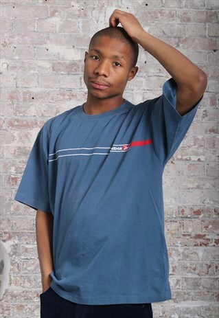 VINTAGE REEBOK LOGO T-SHIRT BLUE