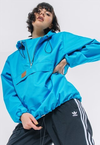 OVERSIZED WINDBREAKER HOODIE IN TURQUOISE