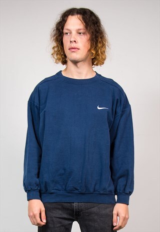 RETRO 90'S NIKE NAVY BLUE SWEATER JUMPER SWEATSHIRT