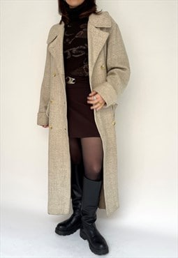 Vintage Relaxed Neutral Wool Coat