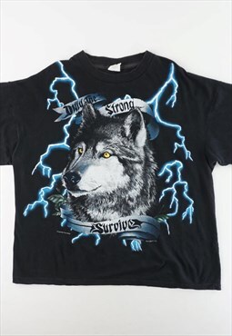 Vintage American Thunder Wolf Lightning T Shirt - Boxy Large