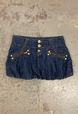 Vintage Y2K Denim Mini Skirt Blue Denim 