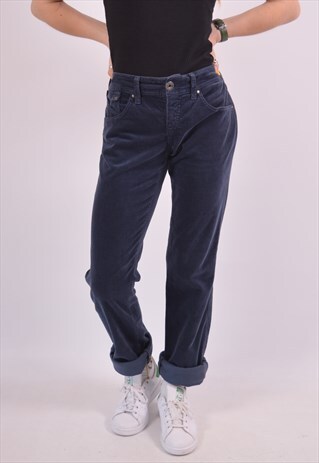 VINTAGE ARMANI JEANS CORDUROY TROUSERS NAVY BLUE
