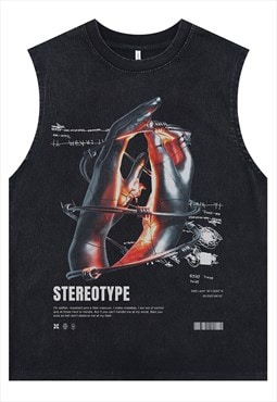 Industrial tank top surfer vest cyberpunk sleeveless t-shirt