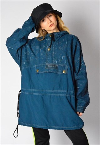 VINTAGE 90S NAVY BLUE LIGHTWEIGHT ANORAK JACKET