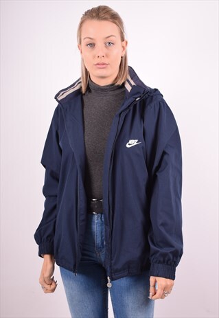 NIKE WOMENS VINTAGE JACKET MEDIUM NAVY BLUE 90S