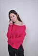 VINTAGE PINK SWEATER, WOMEN MINIMALIST PULLOVER, SIZE M
