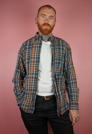 VINTAGE 1990S GREY CHECK FLANNEL SHIRT