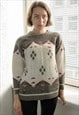 VINTAGE 80'S BROWN/CREAM WOOL PULLOVER