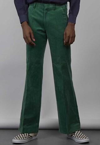 VINTAGE 70'S BOTTLE GREEN VELVET TROUSERS